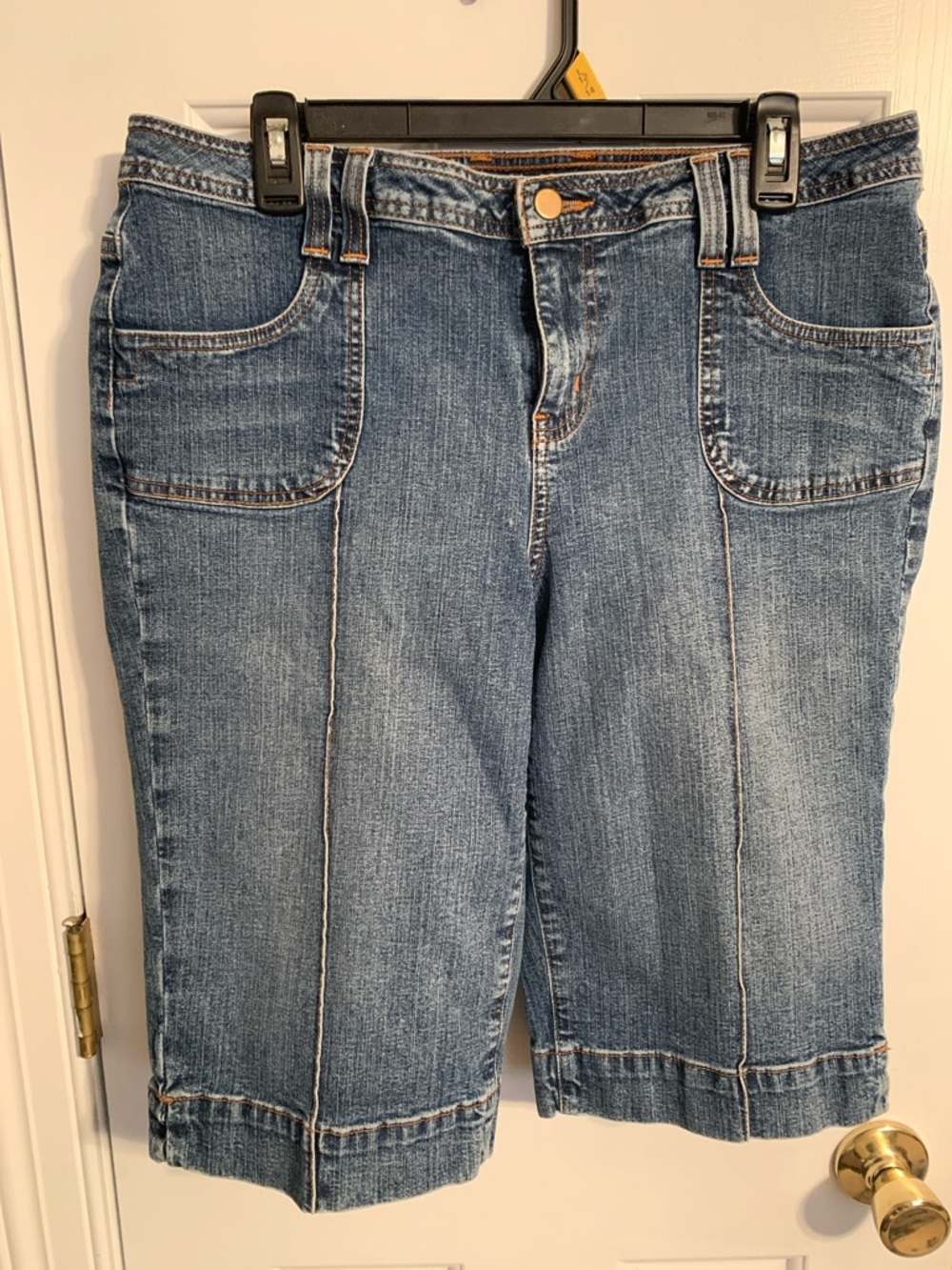 a.n.a Women's Blue Denim Bermuda Shorts - Casual Patch Pocket